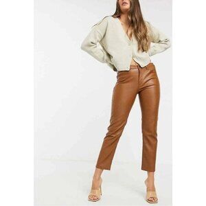 Mango Women's Brown Faux Leather Pants - Size 8 - EUC!
